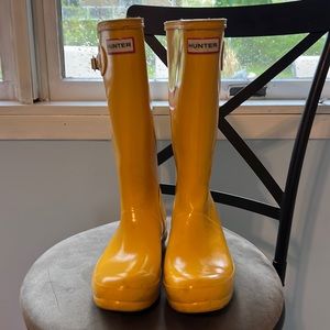 Yellow Hunter rain boots